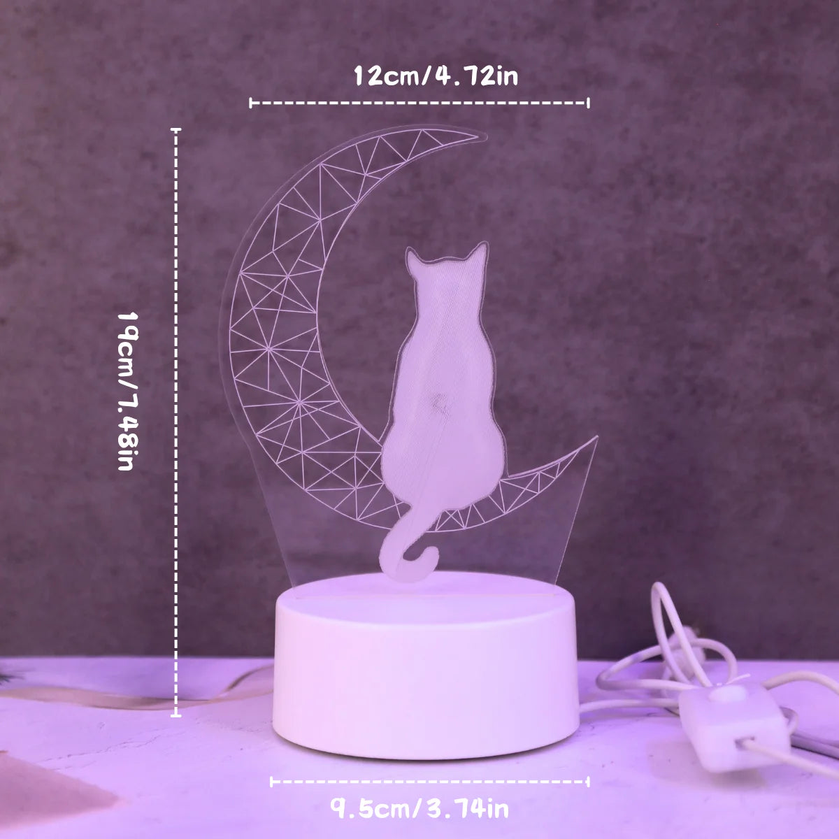 Moon Cat 3D Lamparita de noche