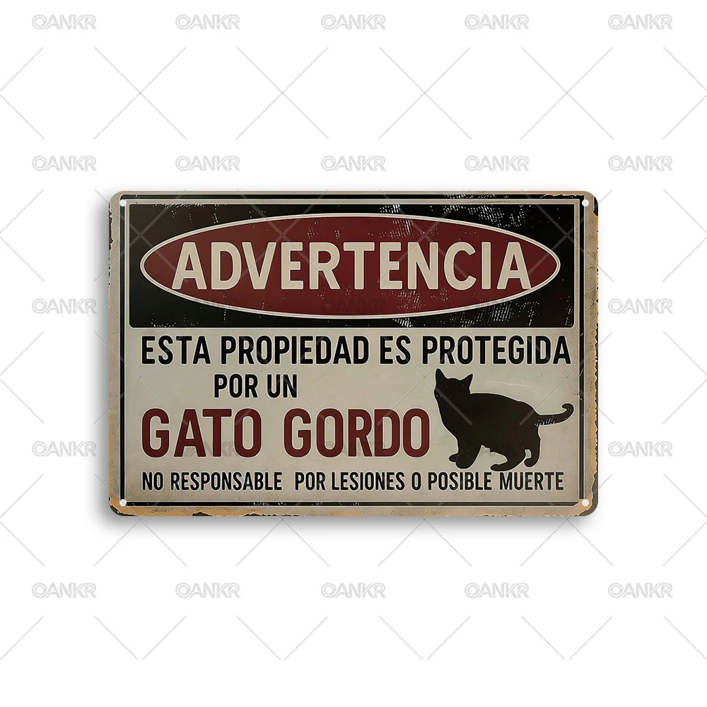 Chapa "Advertencia: Gato Gordo"