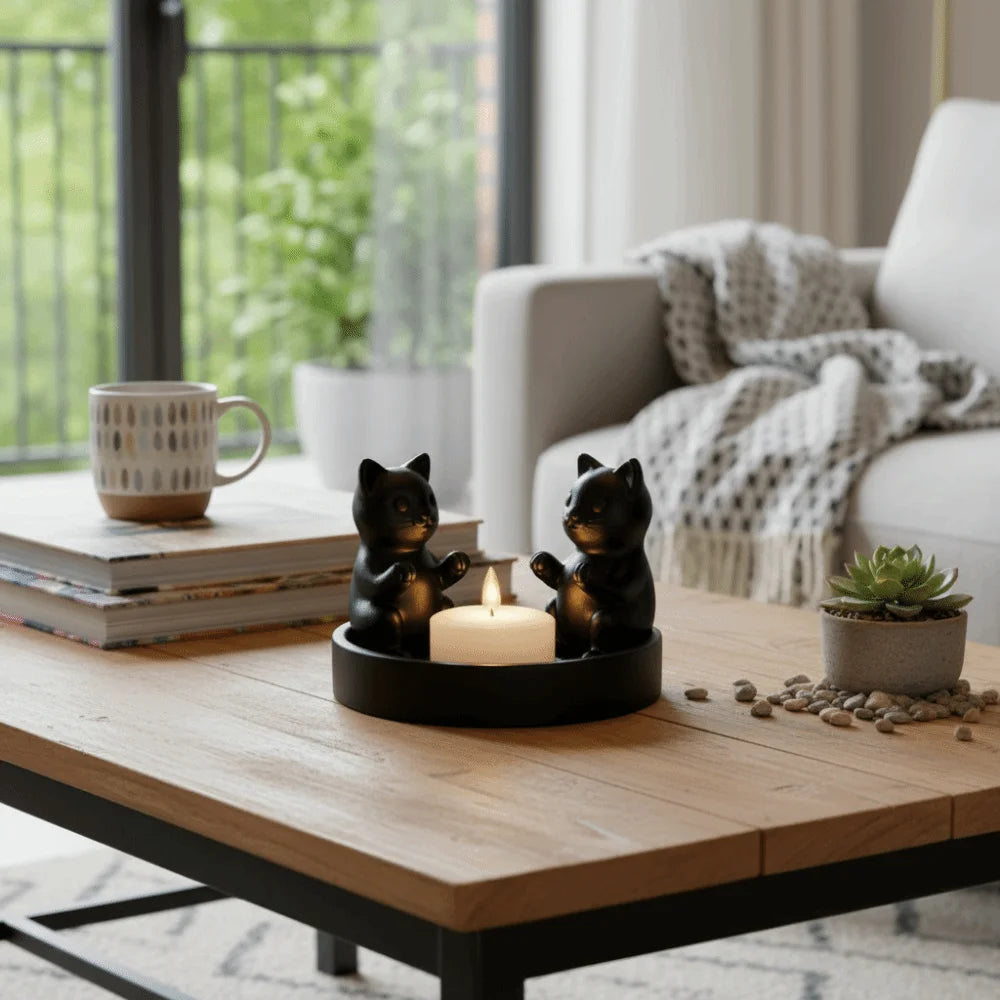 Candelabro gatos negros