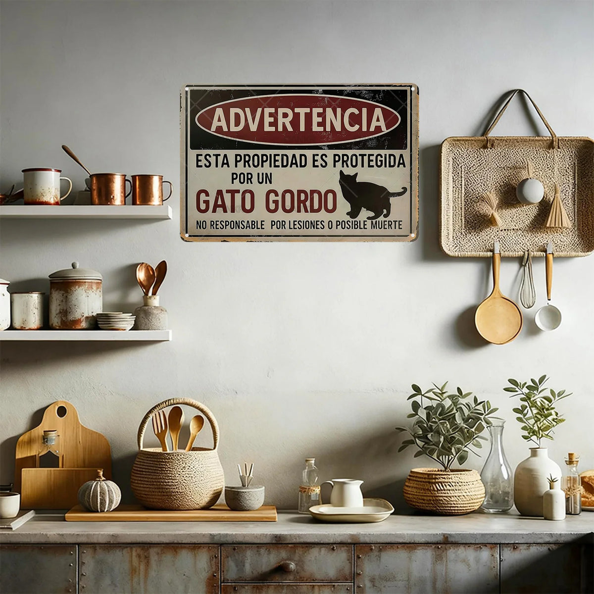 Chapa "Advertencia: Gato Gordo"