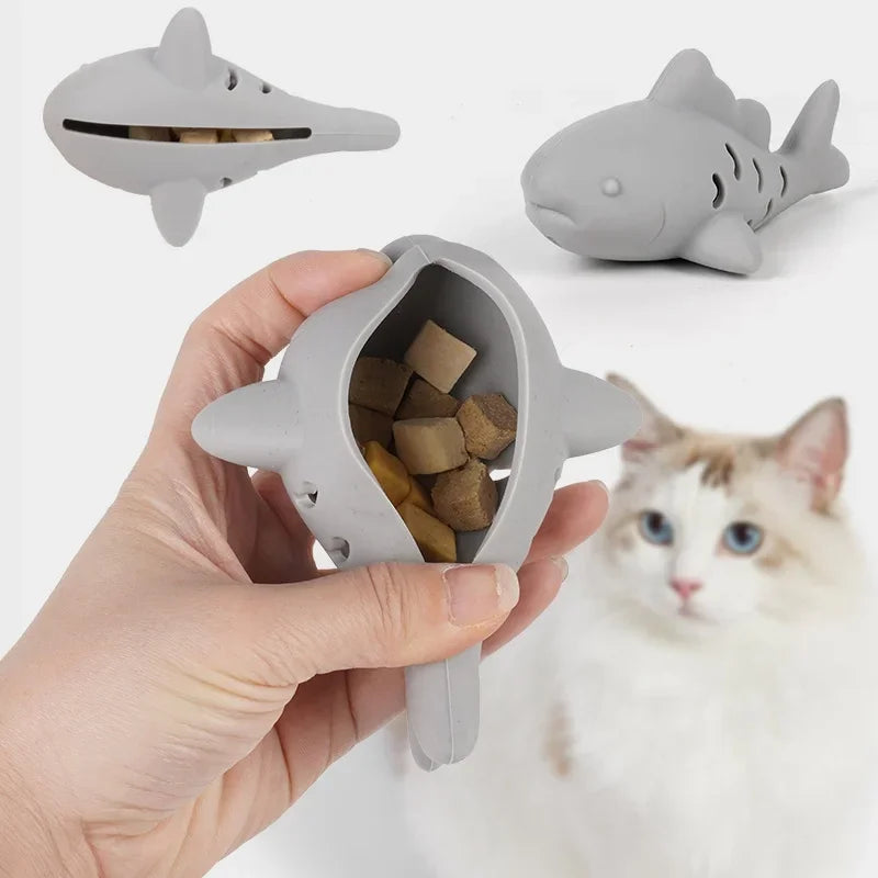 Juguete Tiburón Dispensador de Snacks para Gatos | 12cm