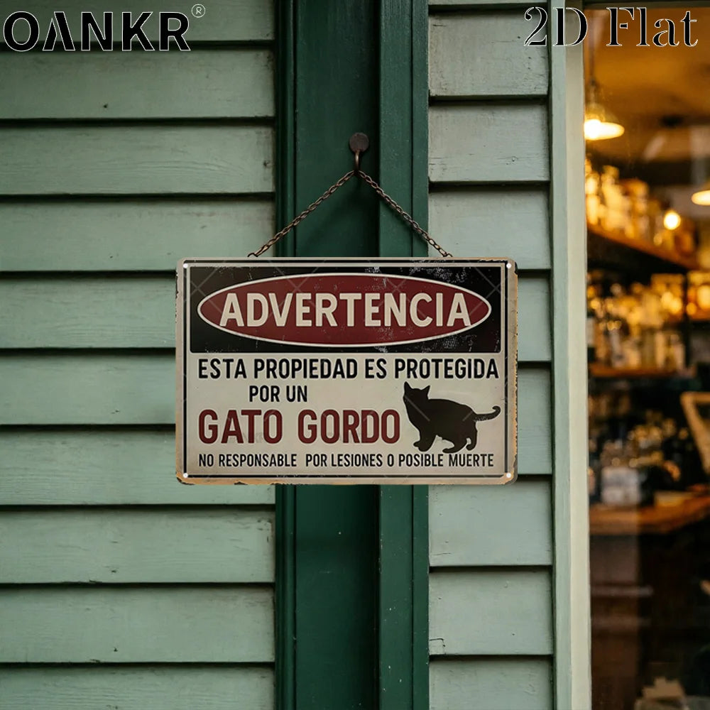 Chapa "Advertencia: Gato Gordo"