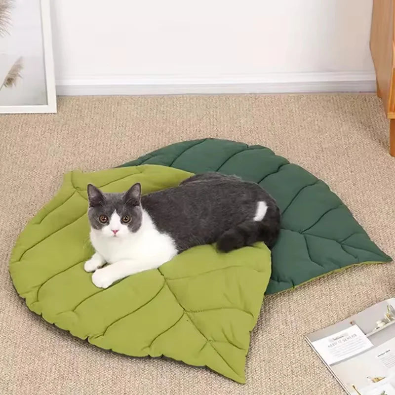 Cama de gato en forma de hoja