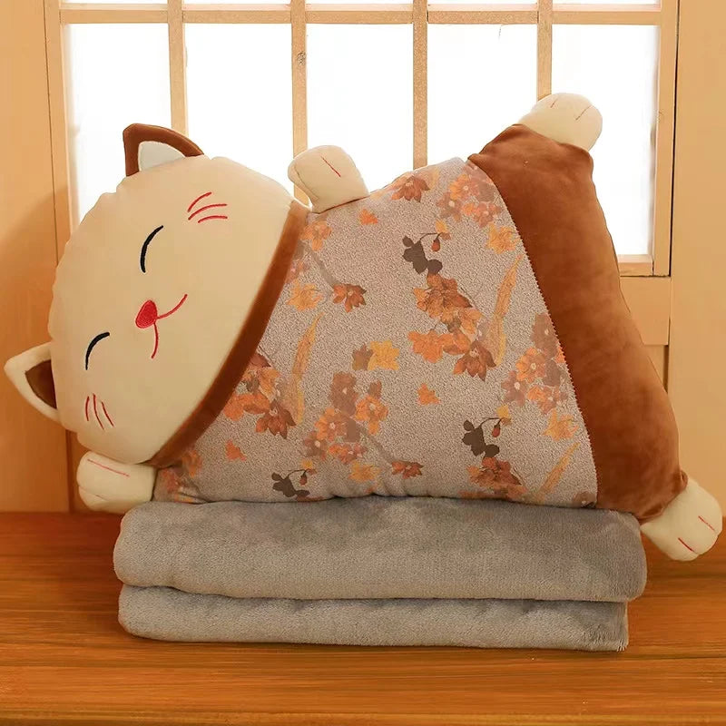 Almohada y manta 2 en 1 gatito de la fortuna