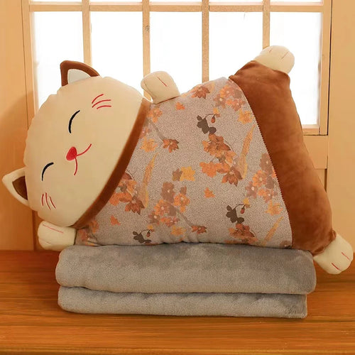 Almohada y manta 2 en 1 gatito de la fortuna