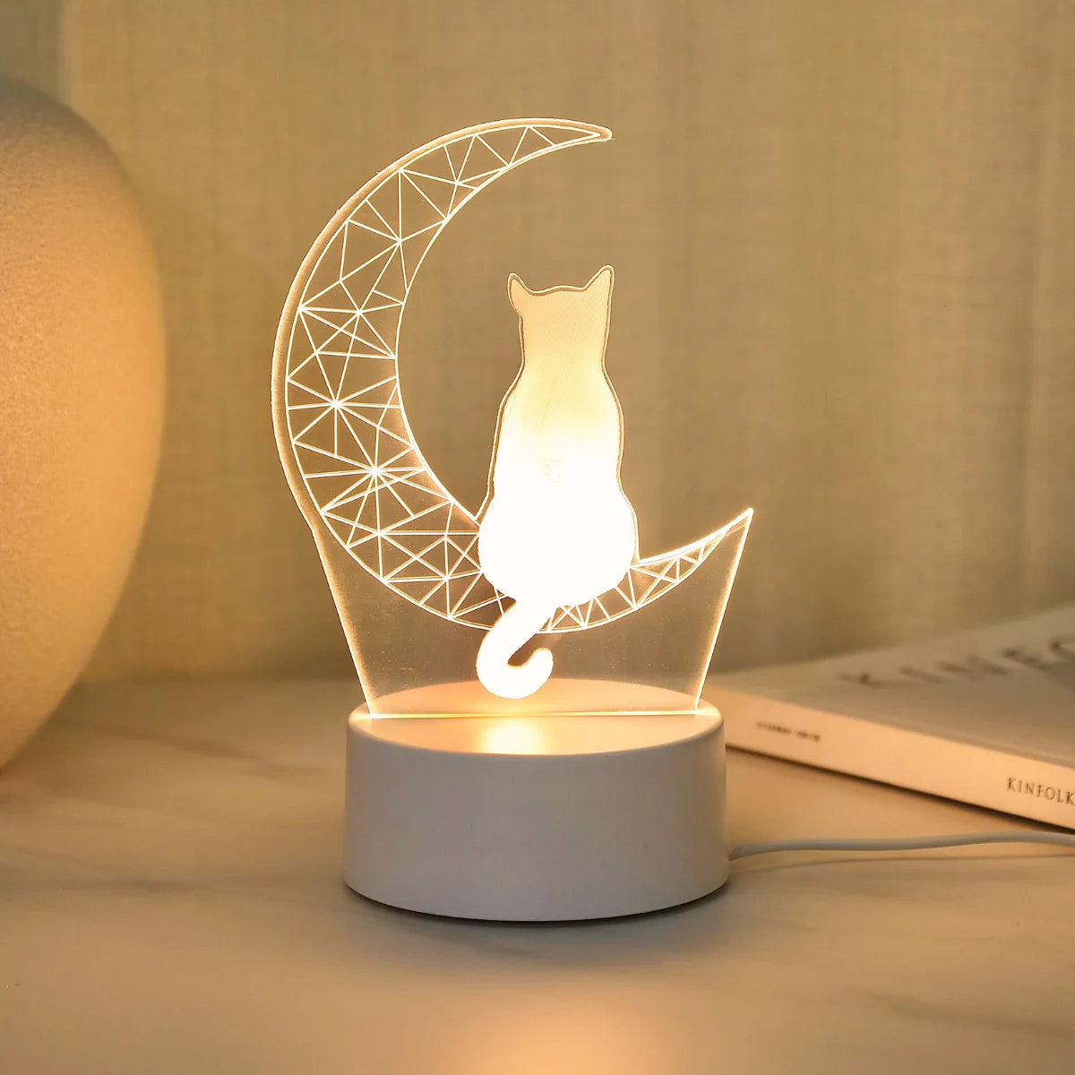 Moon Cat 3D Lamparita de noche