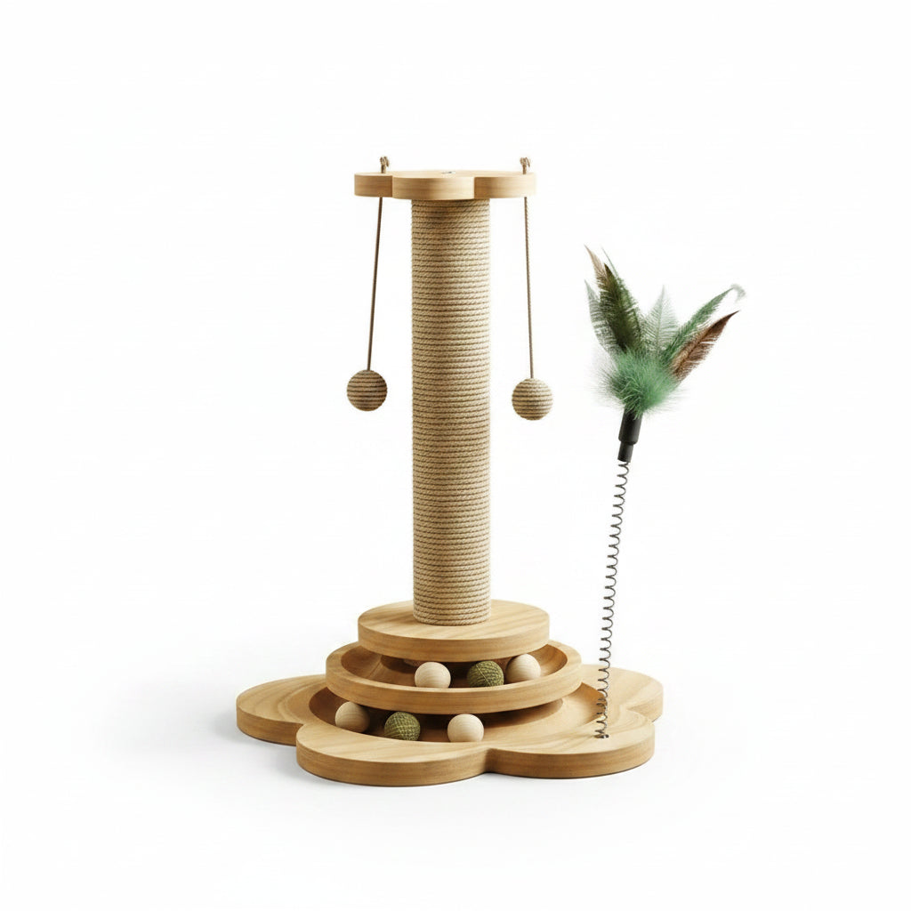 Plataforma giratoria interactiva para gatos