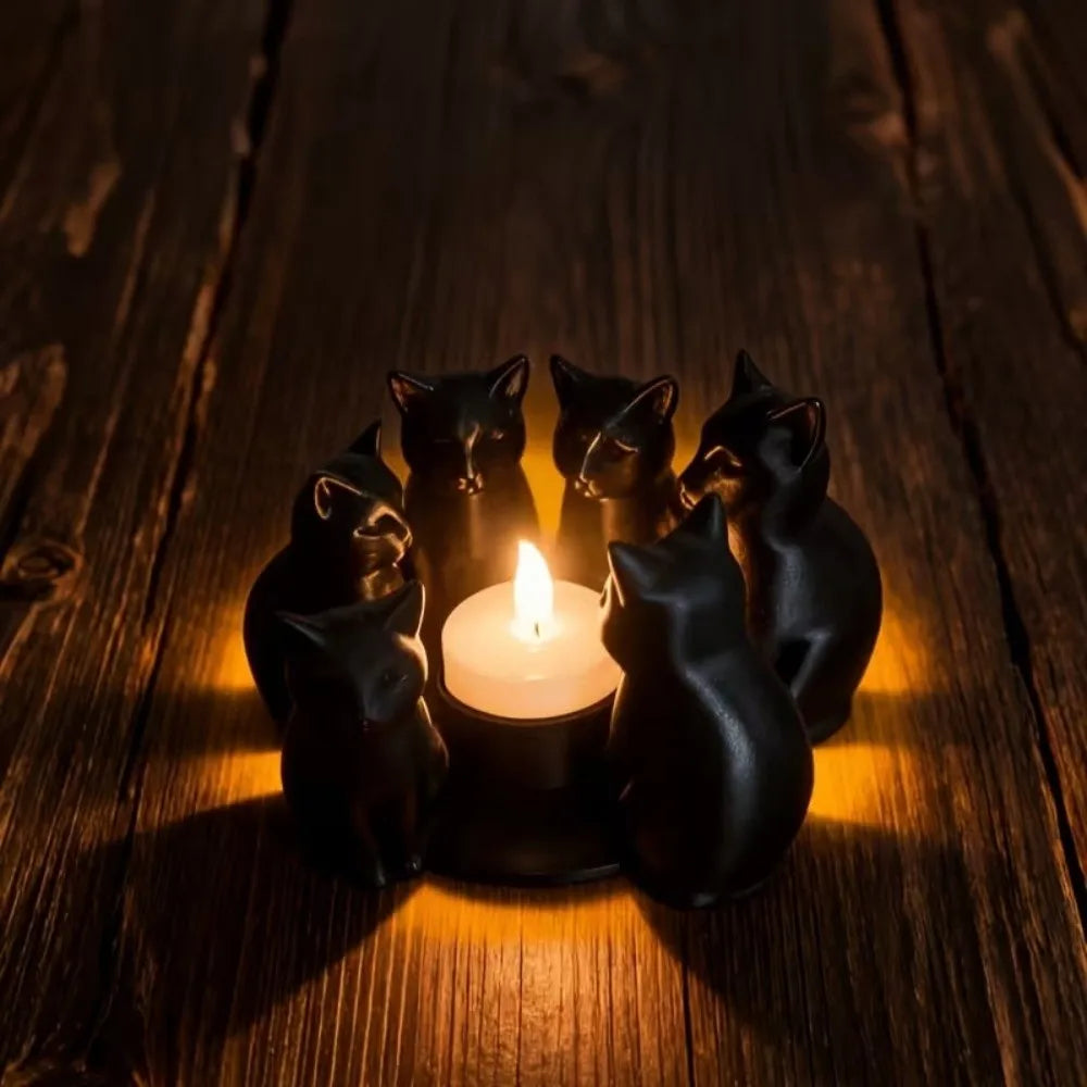 Candelabro gatos negros