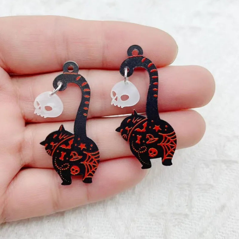 Gato y calavera set joyería