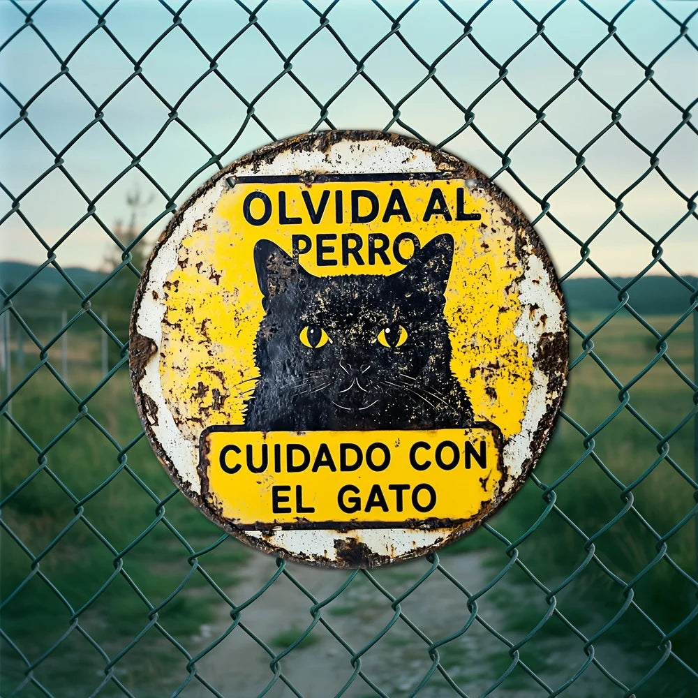 Chapa "Olvida al perro, cuidado con el gato"